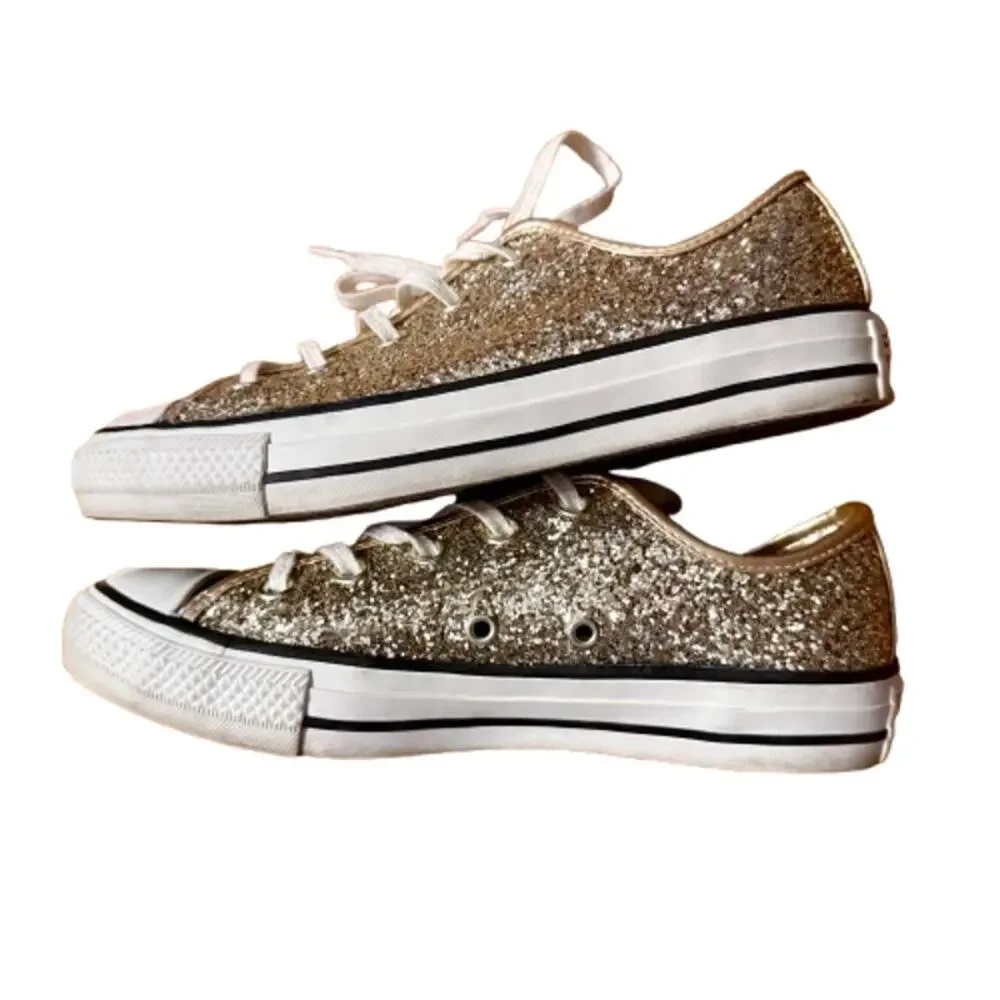 Converse Chuck Taylor All Star Gold Glitter Sneakers Wmn 6 - Picture 3 of 10